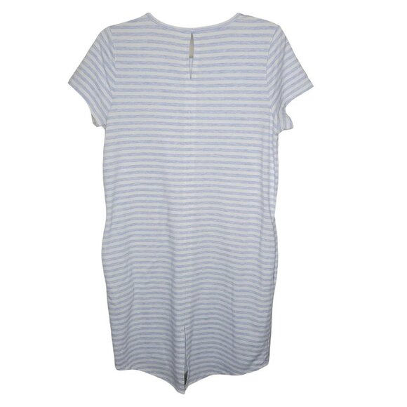 St. John's Bay Petite M Blue White Striped SS Pockets Stretch Knee Length Dress - Picture 6 of 6